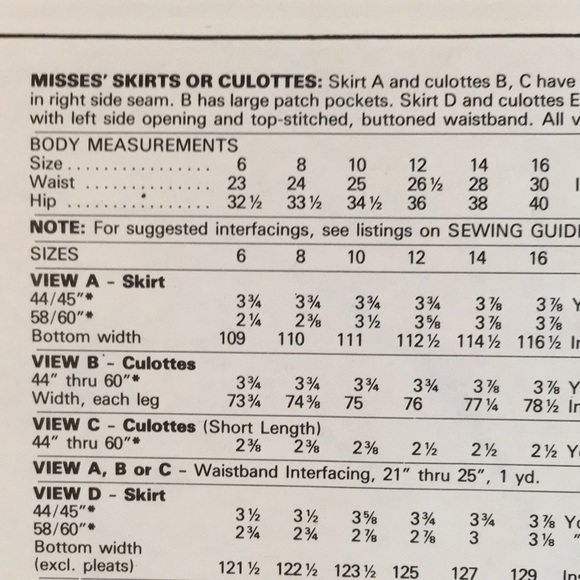 Vintage 1980s Brooke Shields pattern for size 16 culottes or skirt - Picture 4 of 7